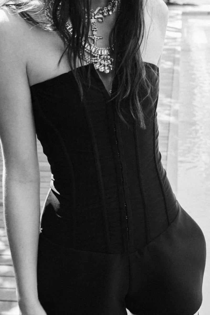 Dark Intentions Strapless Corset Romper