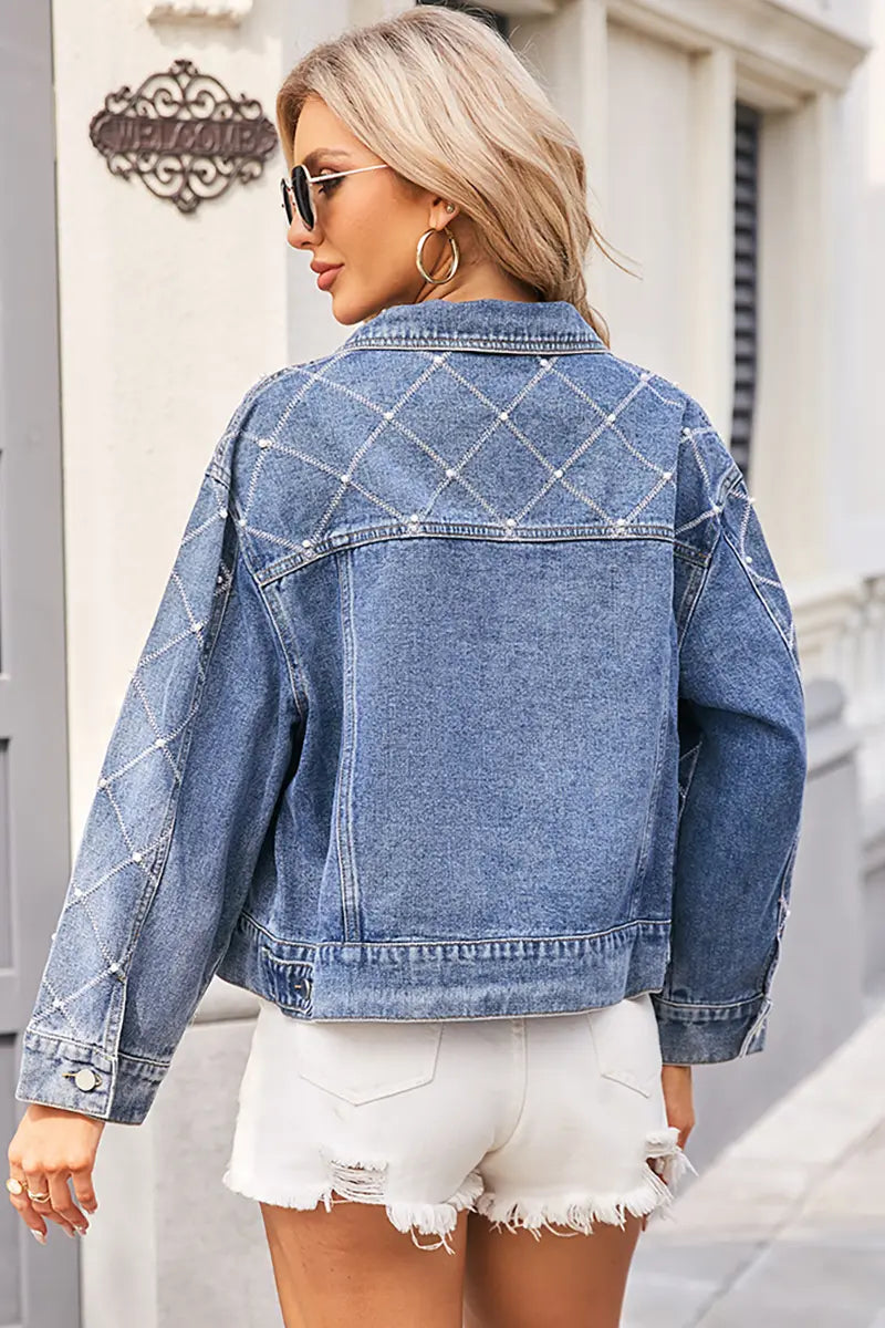 Embroidered Denim Beaded Jacket