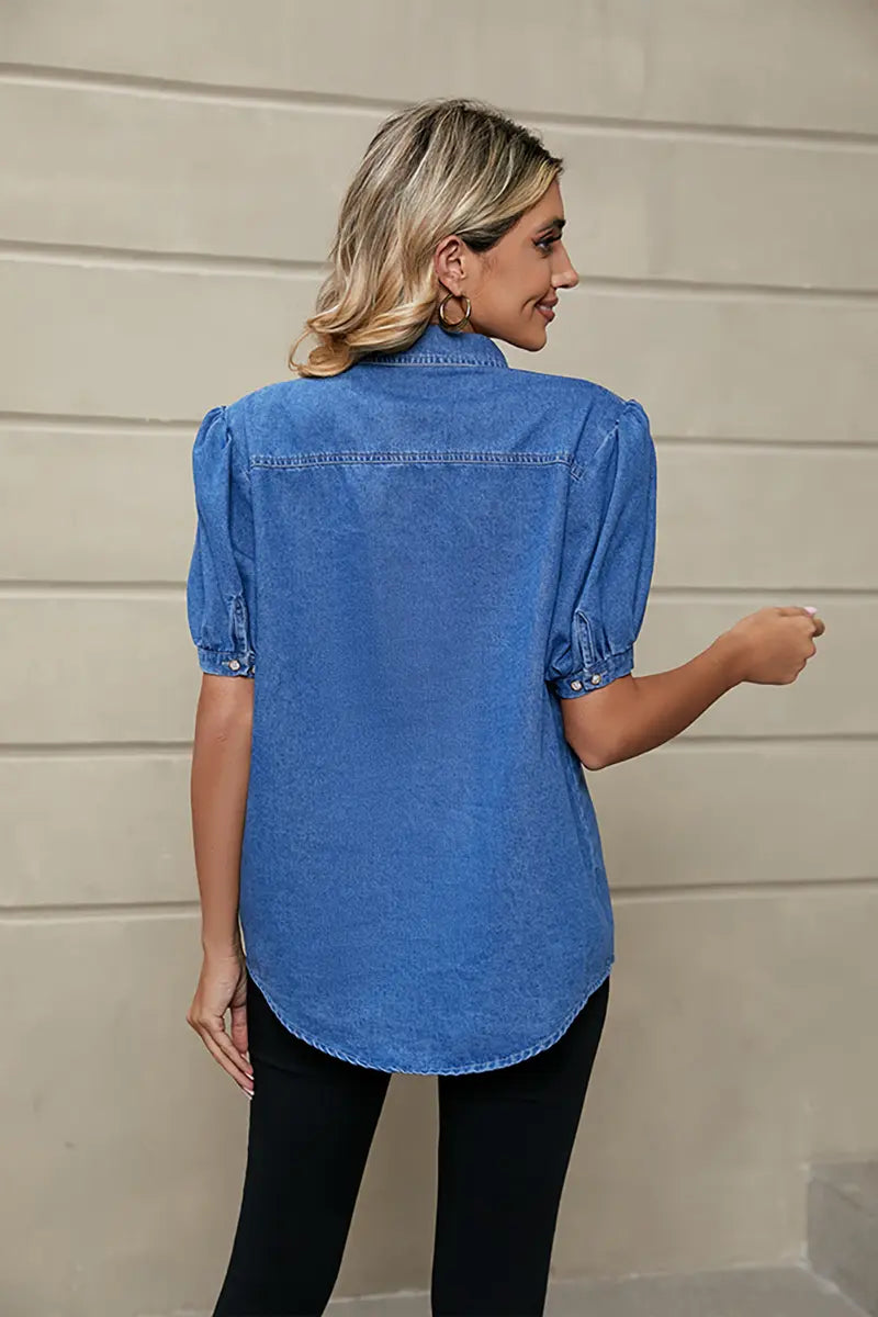 Veelzijdig prinsessenhalsje denim overhemd