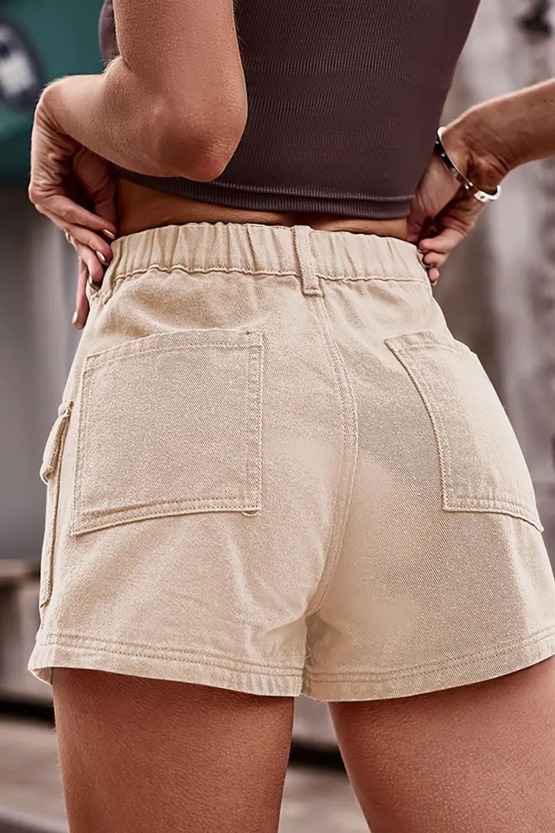American-Style Denim Cargo Shorts