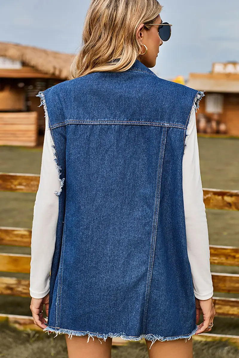Trendy zomerse denim vest mouwloos topje