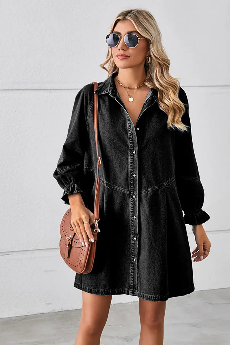 Loose Washed Patchwork Denim Dress