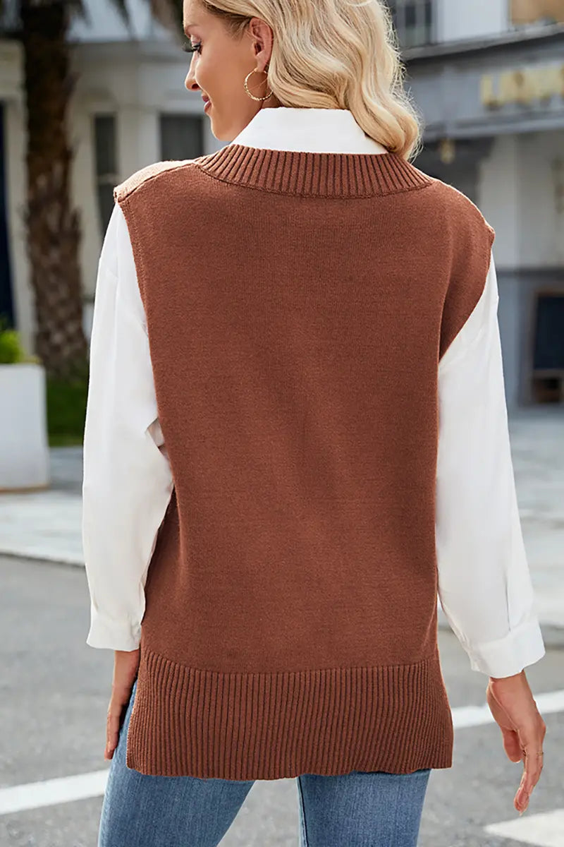 V-hals Slim Fit Gebreid Vest