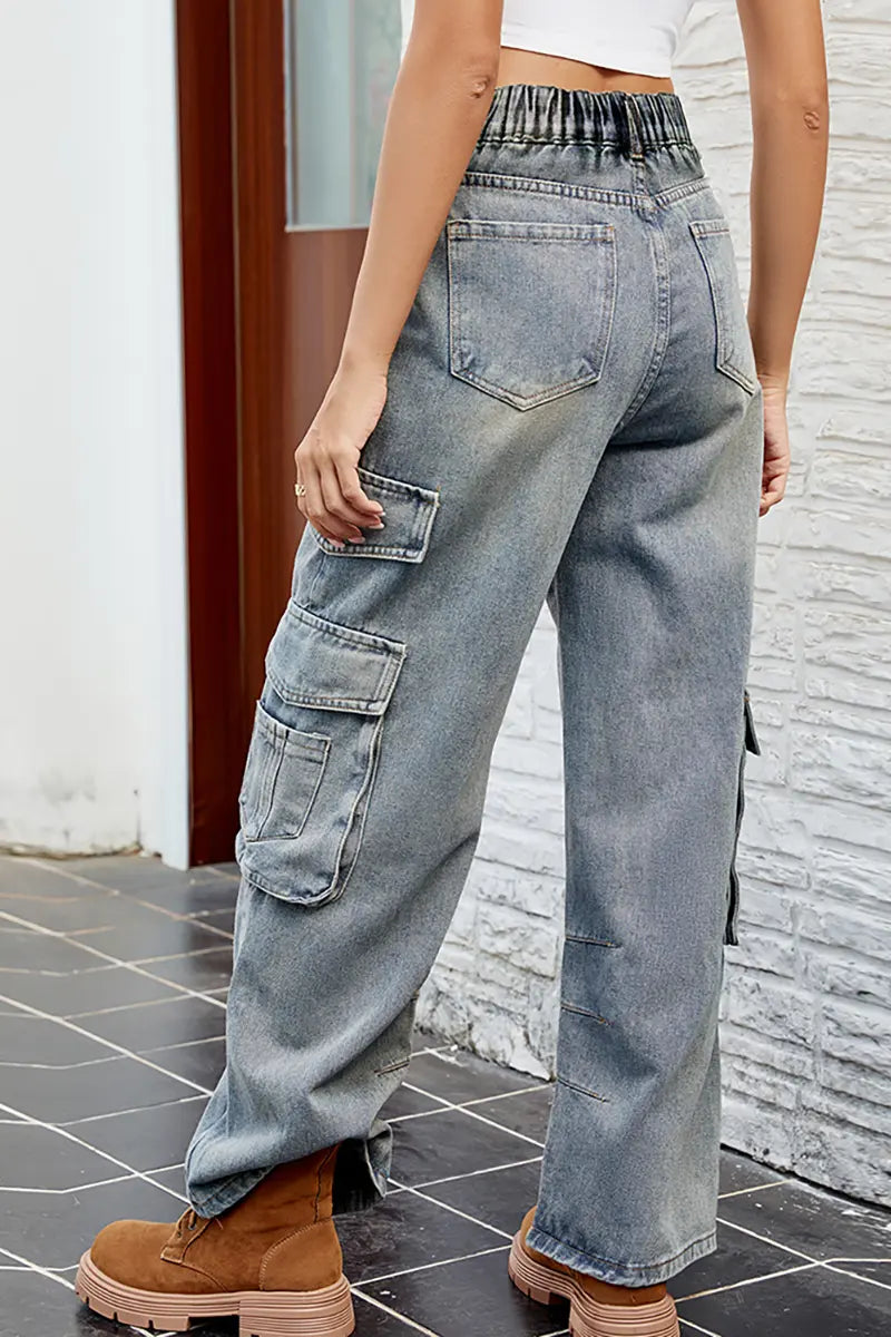 Relaxed Elastic Washed Trousers
