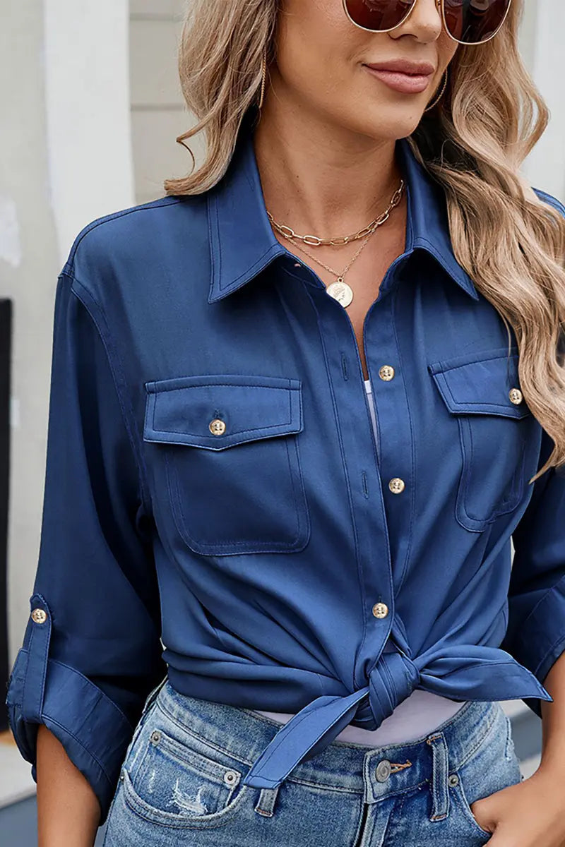 Adjustable Sleeve Casual Long-Sleeve Shirt