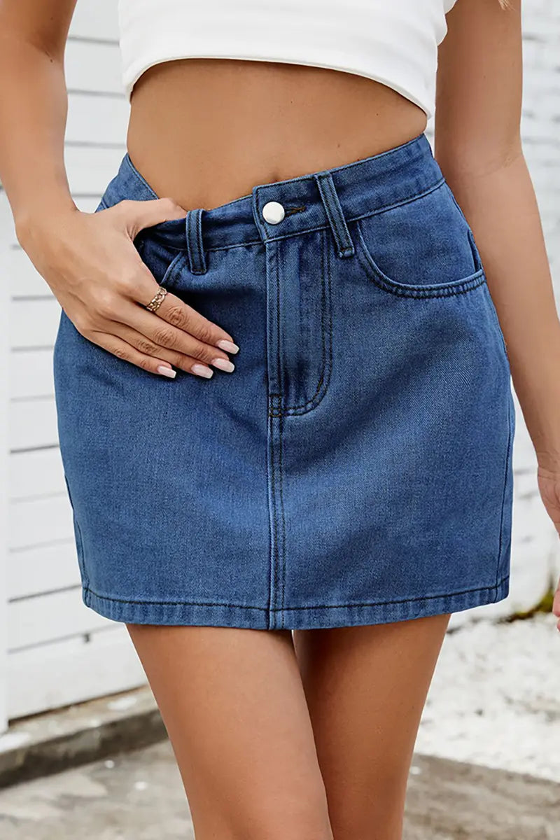 Trendy veelzijdige denim minirok
