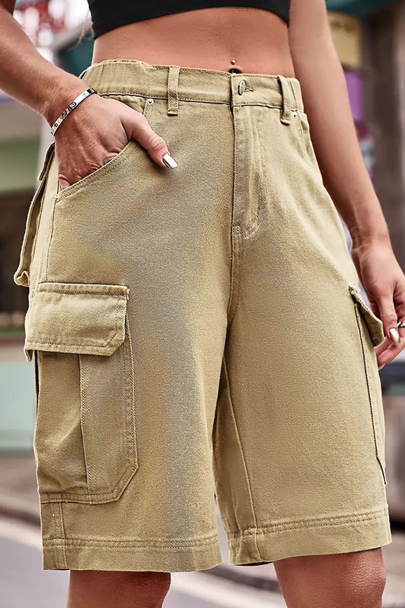 Pantaloni scurți din denim cu talie elastică la modă