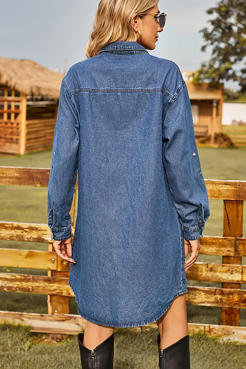 Loszittende verstelbare denimjurk