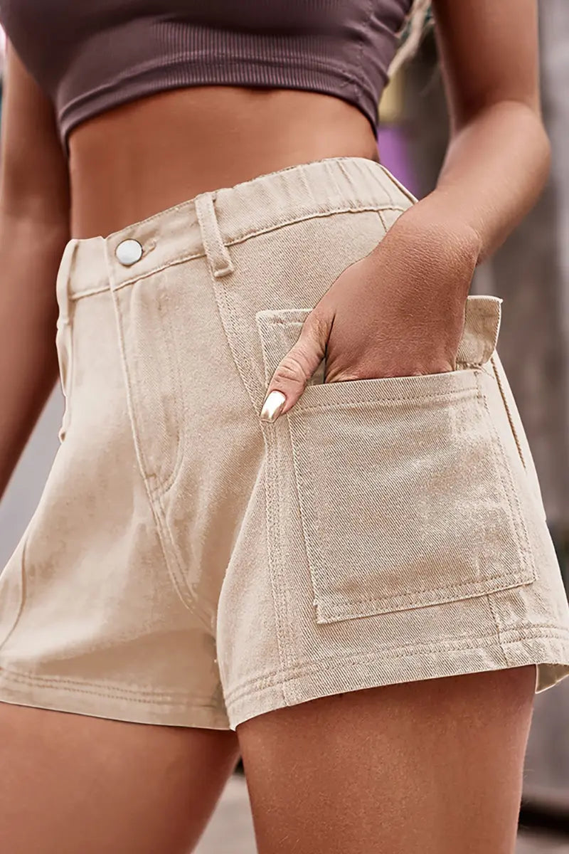 American-Style Denim Cargo Shorts