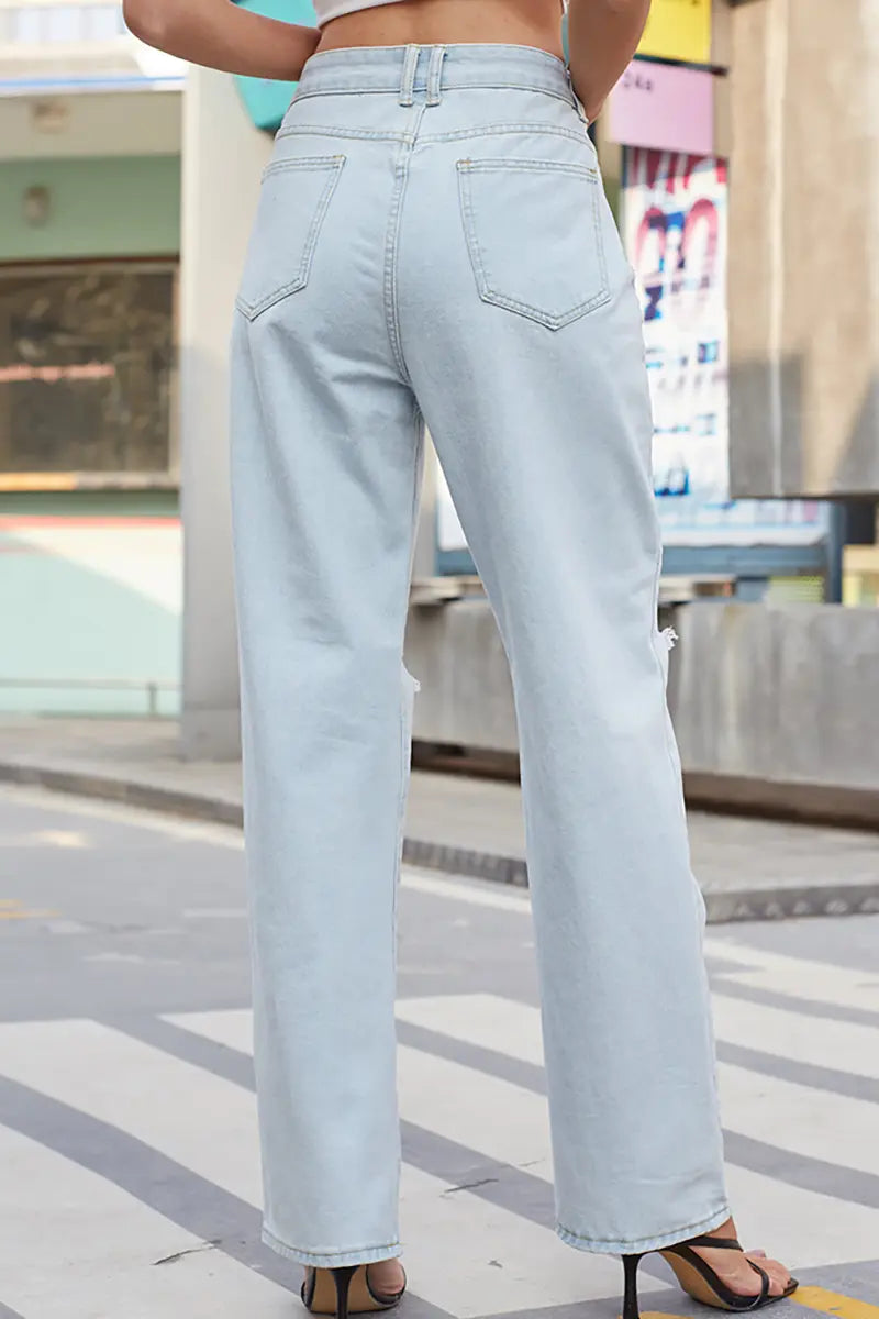 Light Wash Vintage Distressed Denim Pants