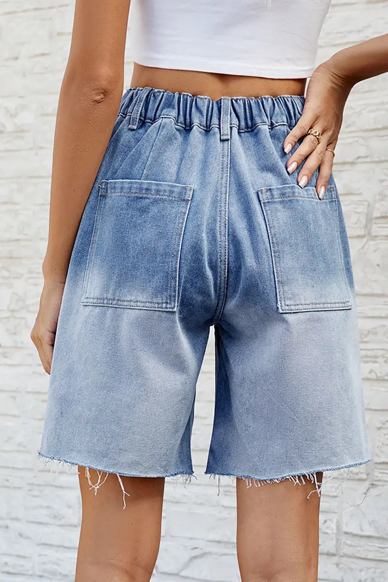 Gradient Casual Denim Bermuda Shorts