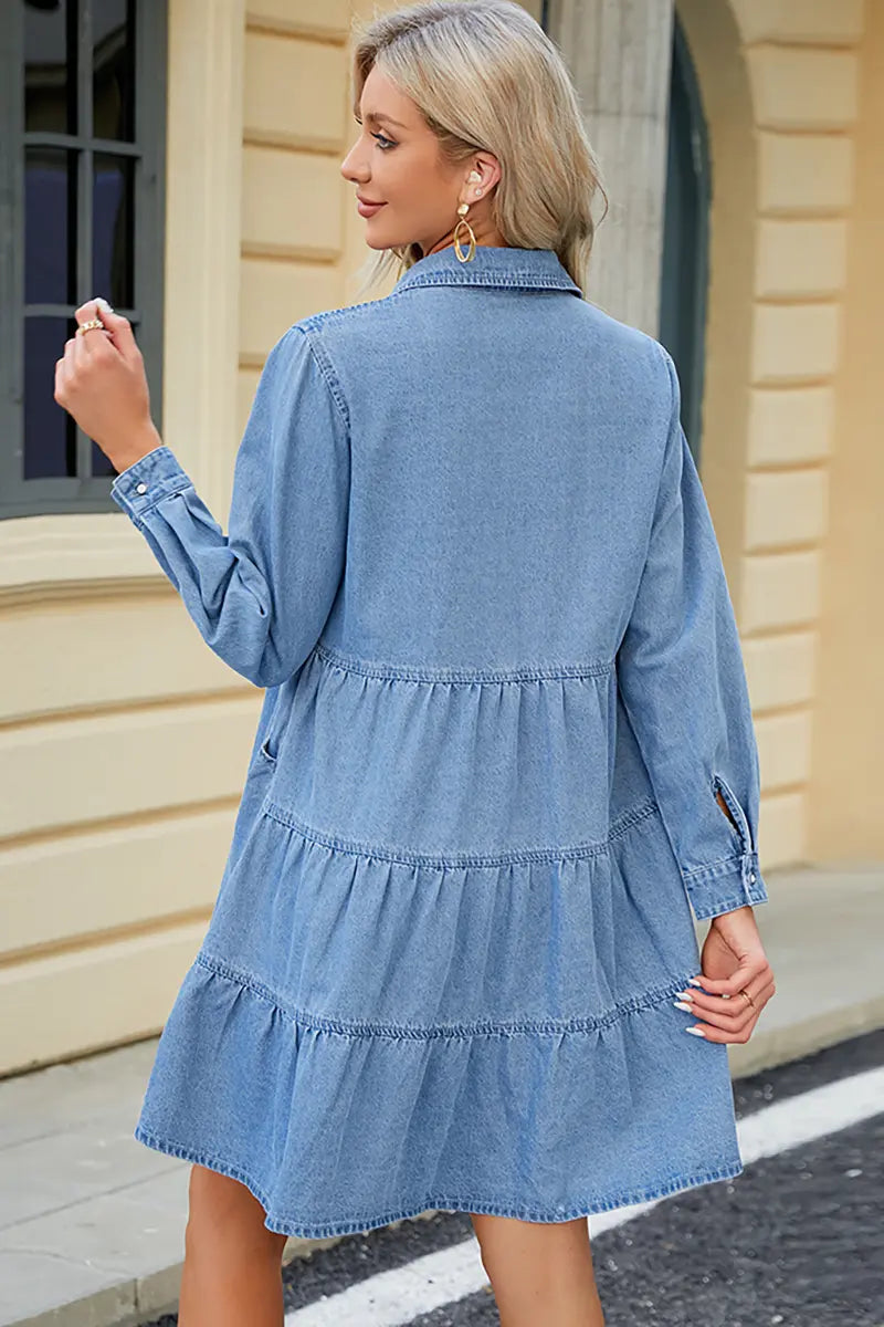 Relaxte pasvorm denim midi-jurk