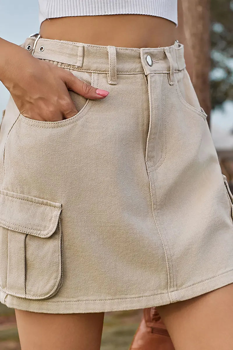 Elastic Waist Utility Skirt