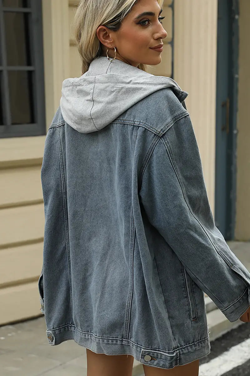 Dames Loszittend Denim Jack met Capuchon