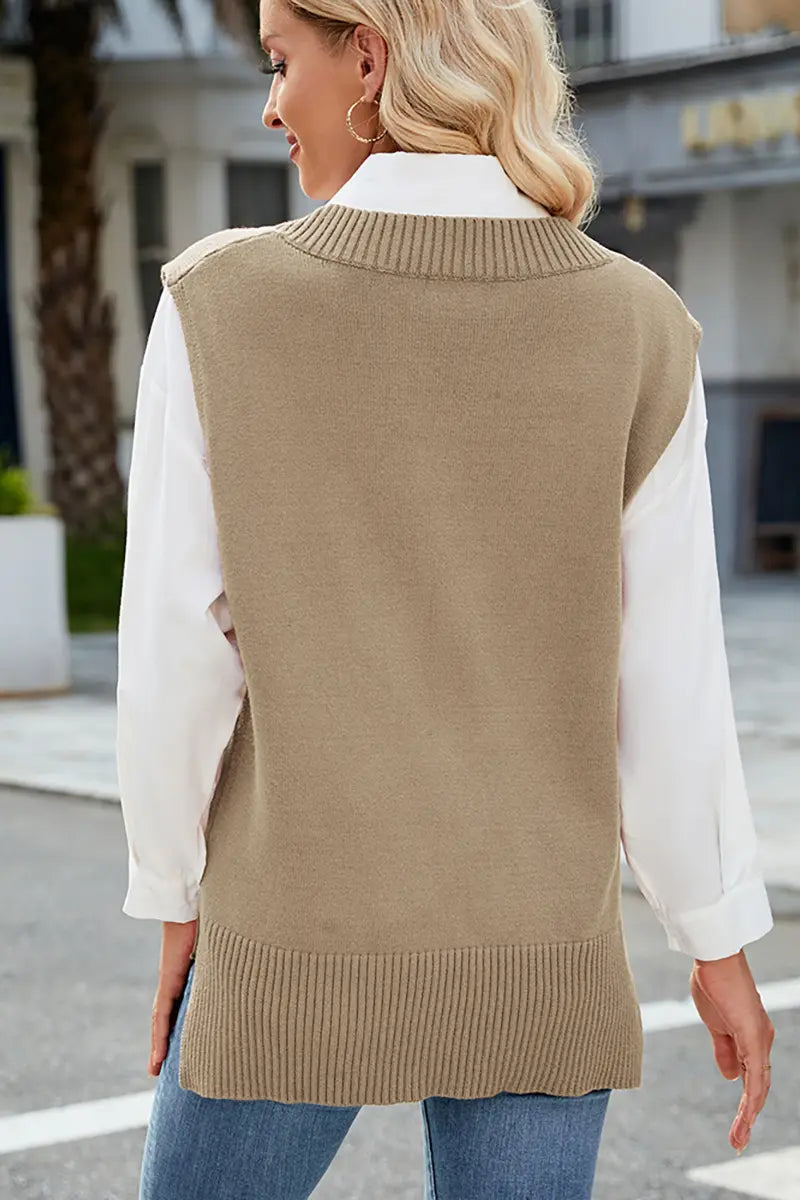 V-hals Slim Fit Gebreid Vest