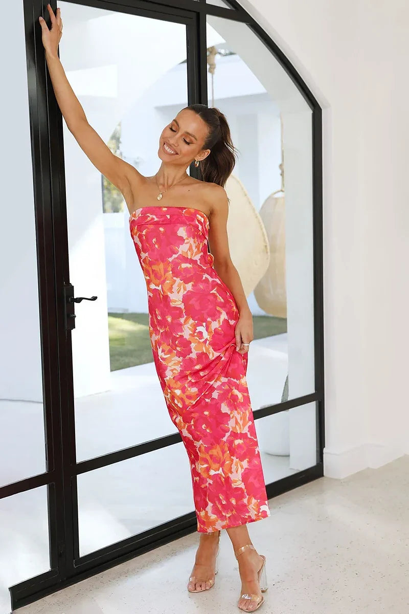 Miya Maxi-jurk - Roze/Rode Bloemen