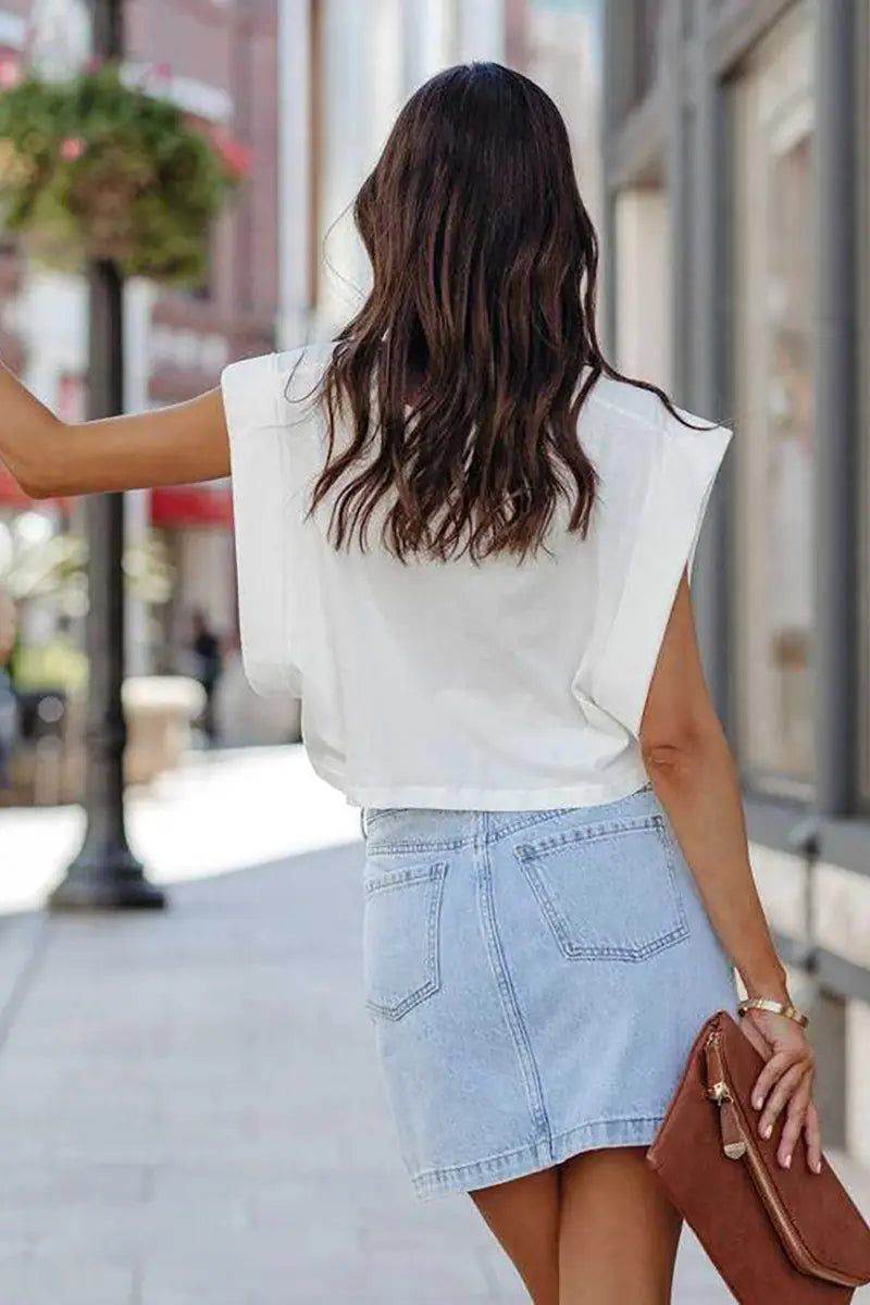 Trendy asymmetrische denimrok