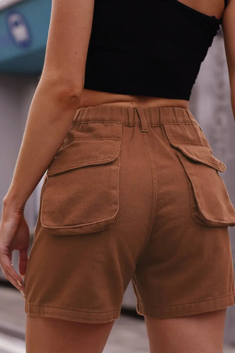 American Casual Stretch Waist Denim Shorts
