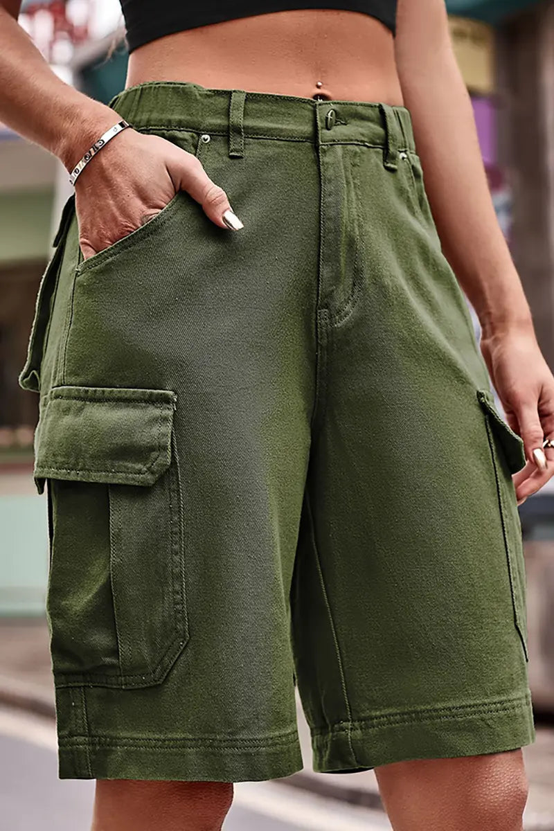 Pantaloni scurți din denim cu talie elastică la modă