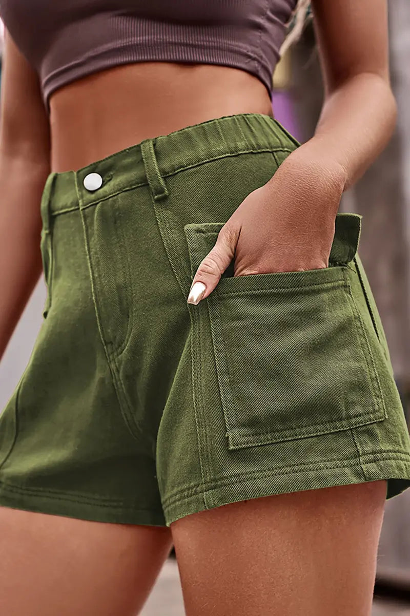 American-Style Denim Cargo Shorts