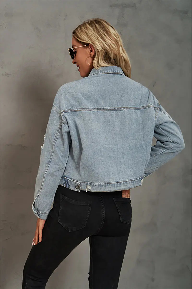Leopard Print Denim Patchwork Jacket