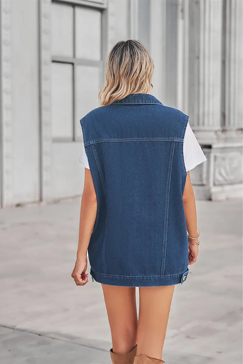 Retro Geometric Patchwork Denim Vest