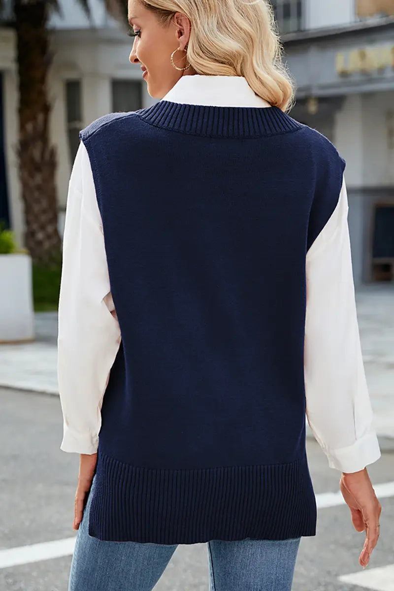 V-hals Slim Fit Gebreid Vest