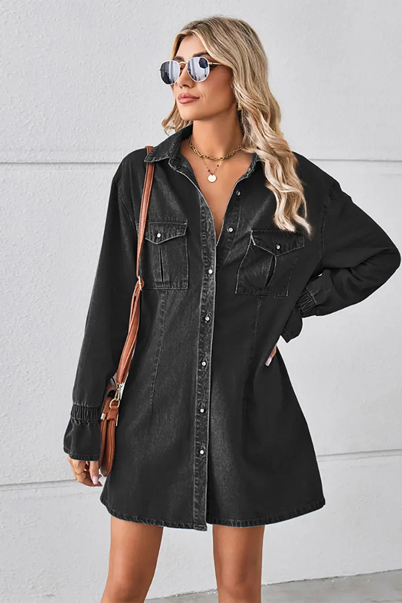 Loose-Fit Washed Denim Dress