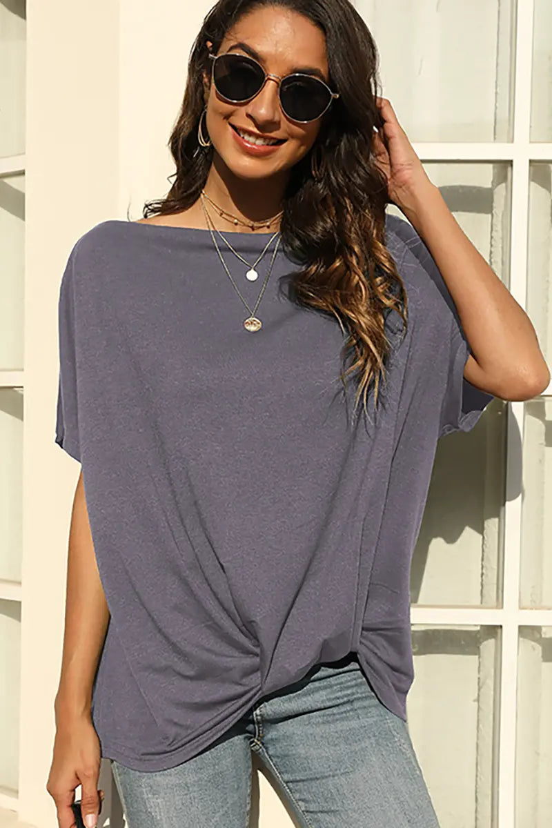 Effen kleur off-shoulder T-shirt