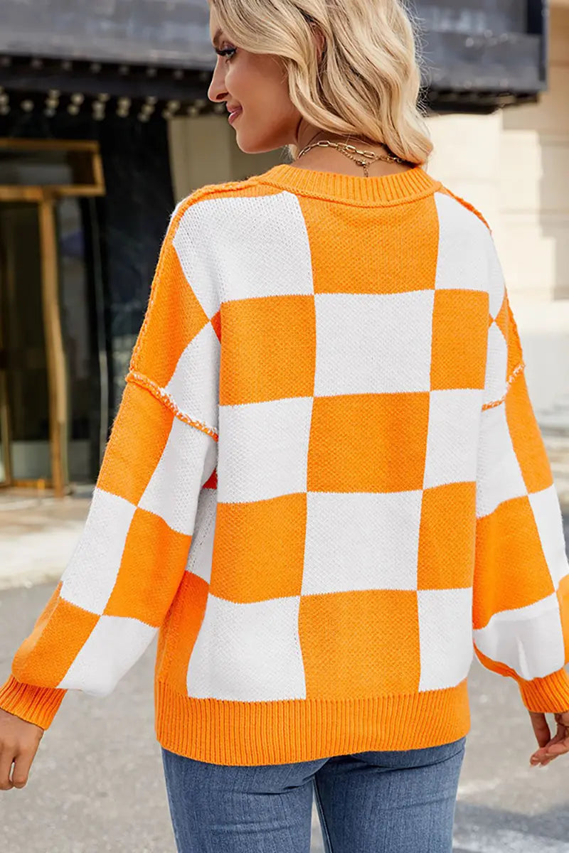 Plaid kleurblok trui