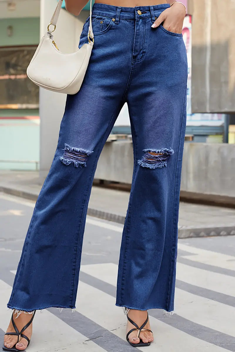 Vintage wijde pijpen gescheurde flare jeans