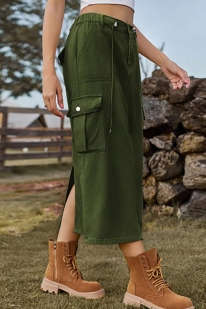 Casual Tie-Waist Denim Skirt