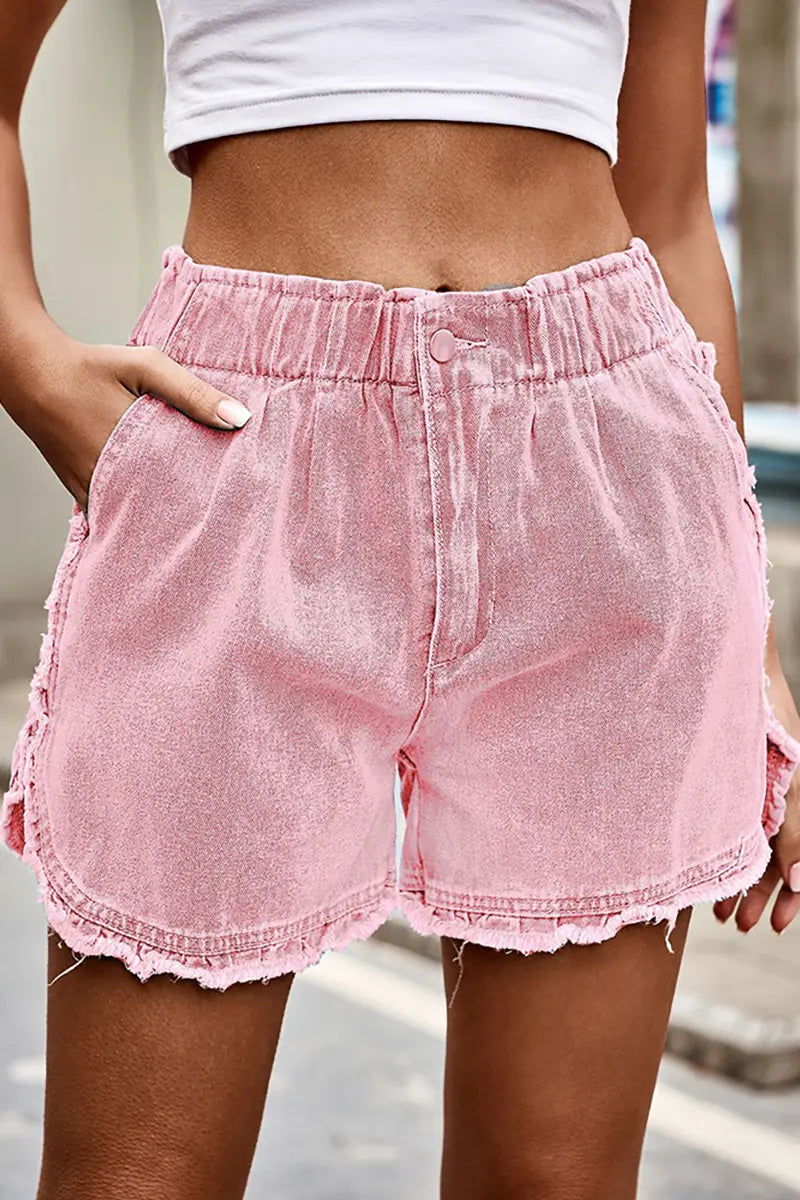 Frayed Bloom Denim Shorts