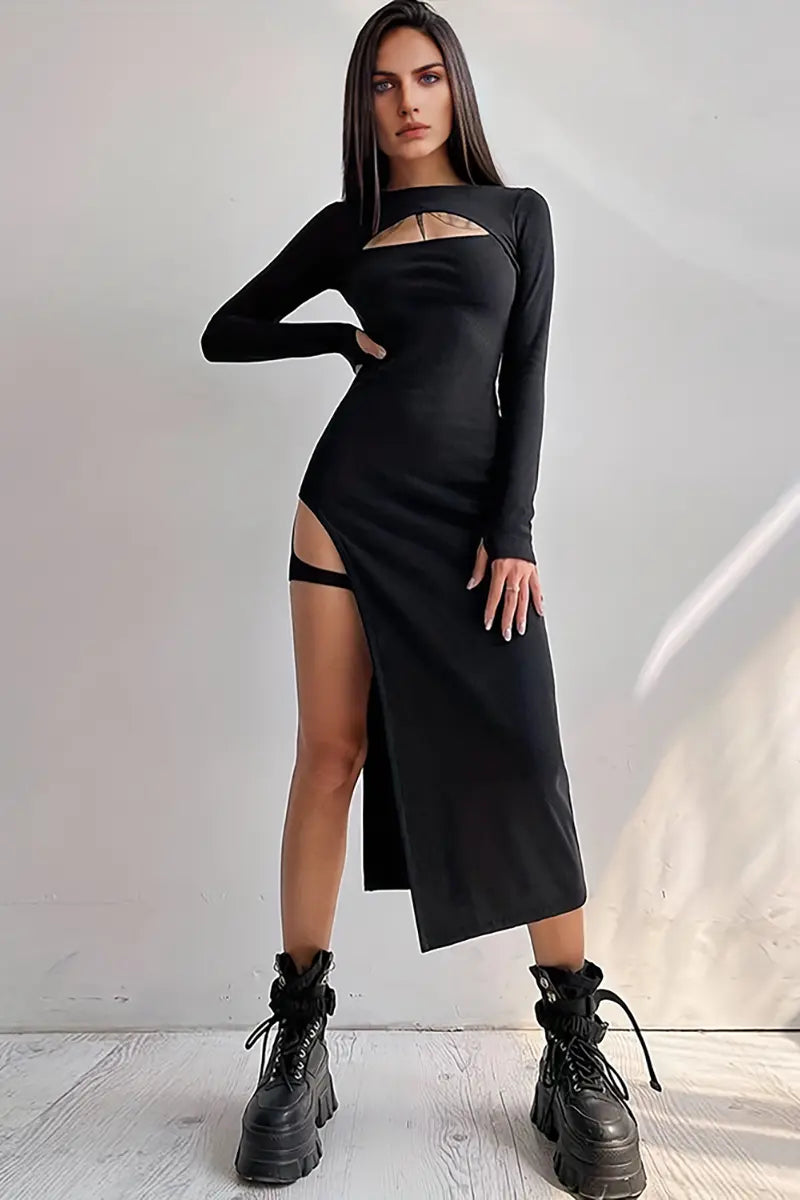 Sexy strapless bodyconjurk met lange mouwen