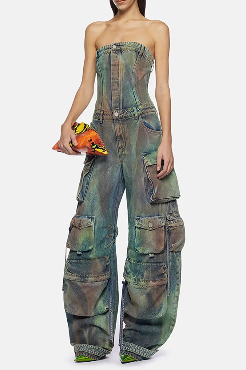 Spuitgeverfd camouflage-overall