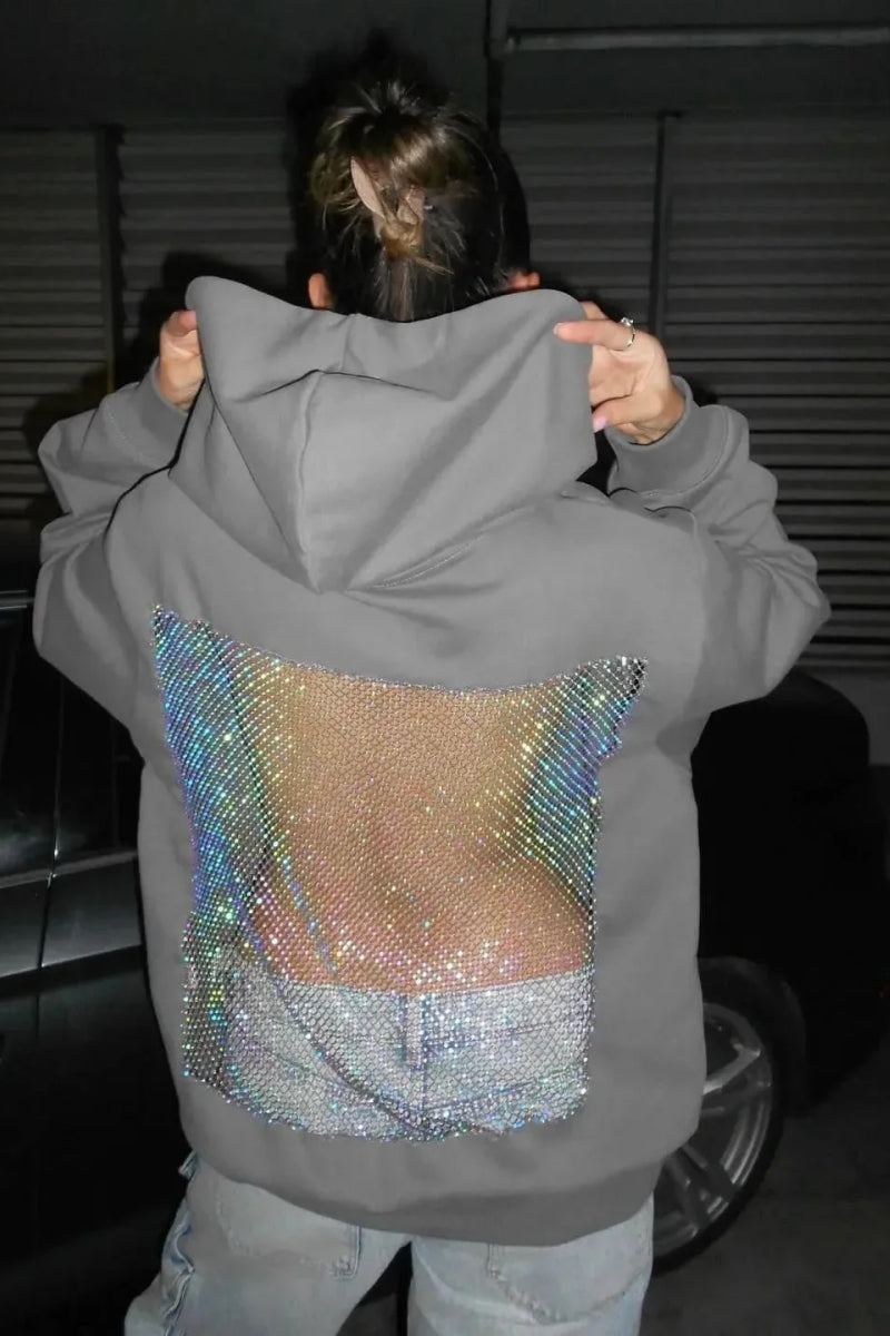 Backless Sheer Mesh Hoodie