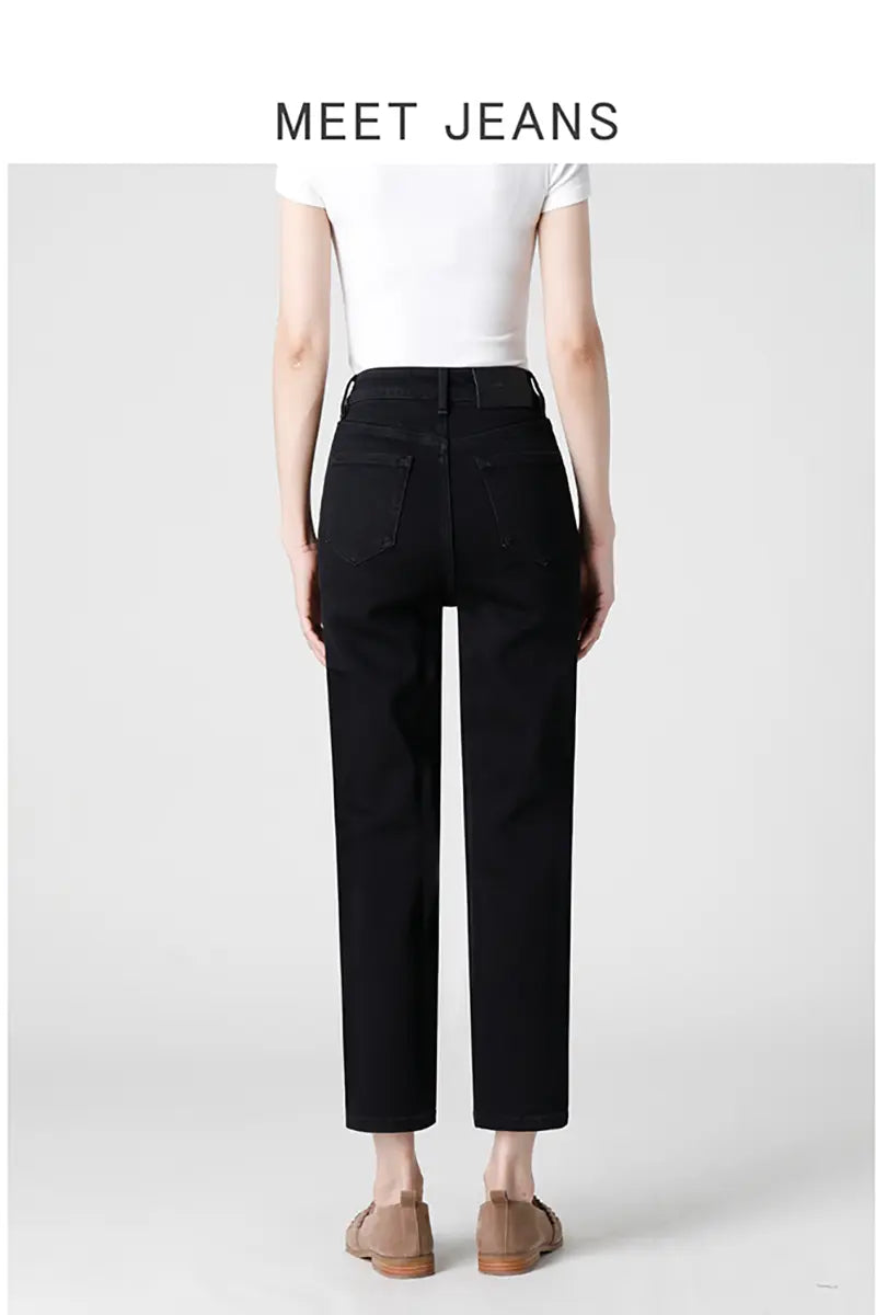 Black High-Waist Cigarette Jeans