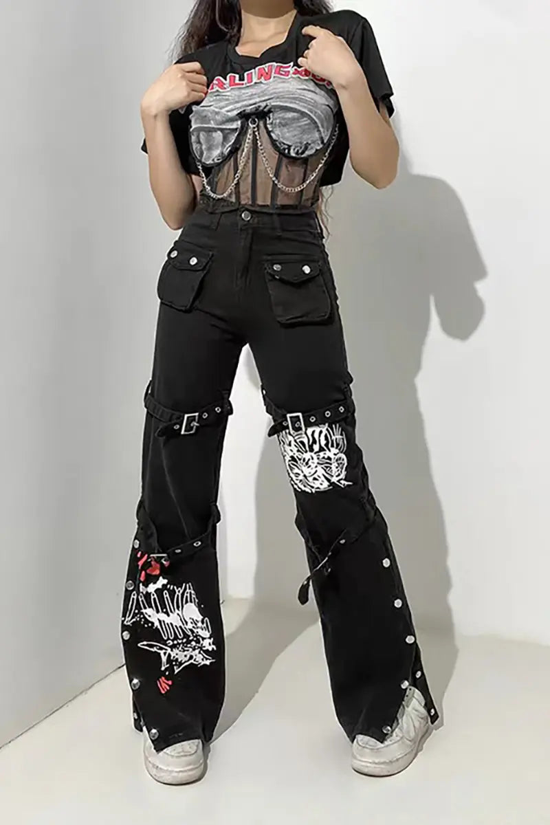 Street Style Gebloemde Jeans