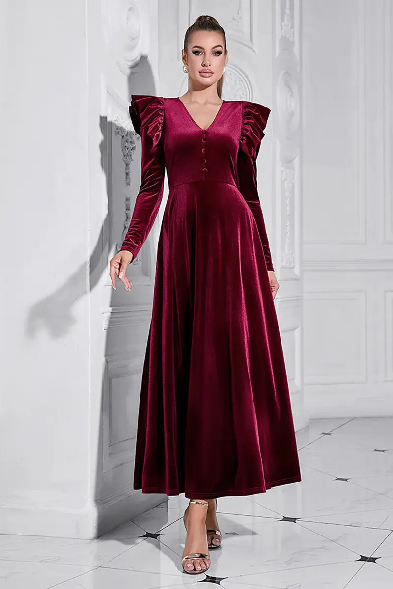 Elegant V-Neck Maxi Dress