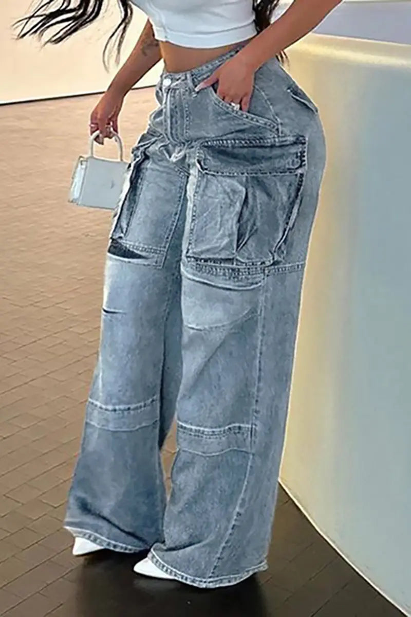 Straatstijl gewassen denim