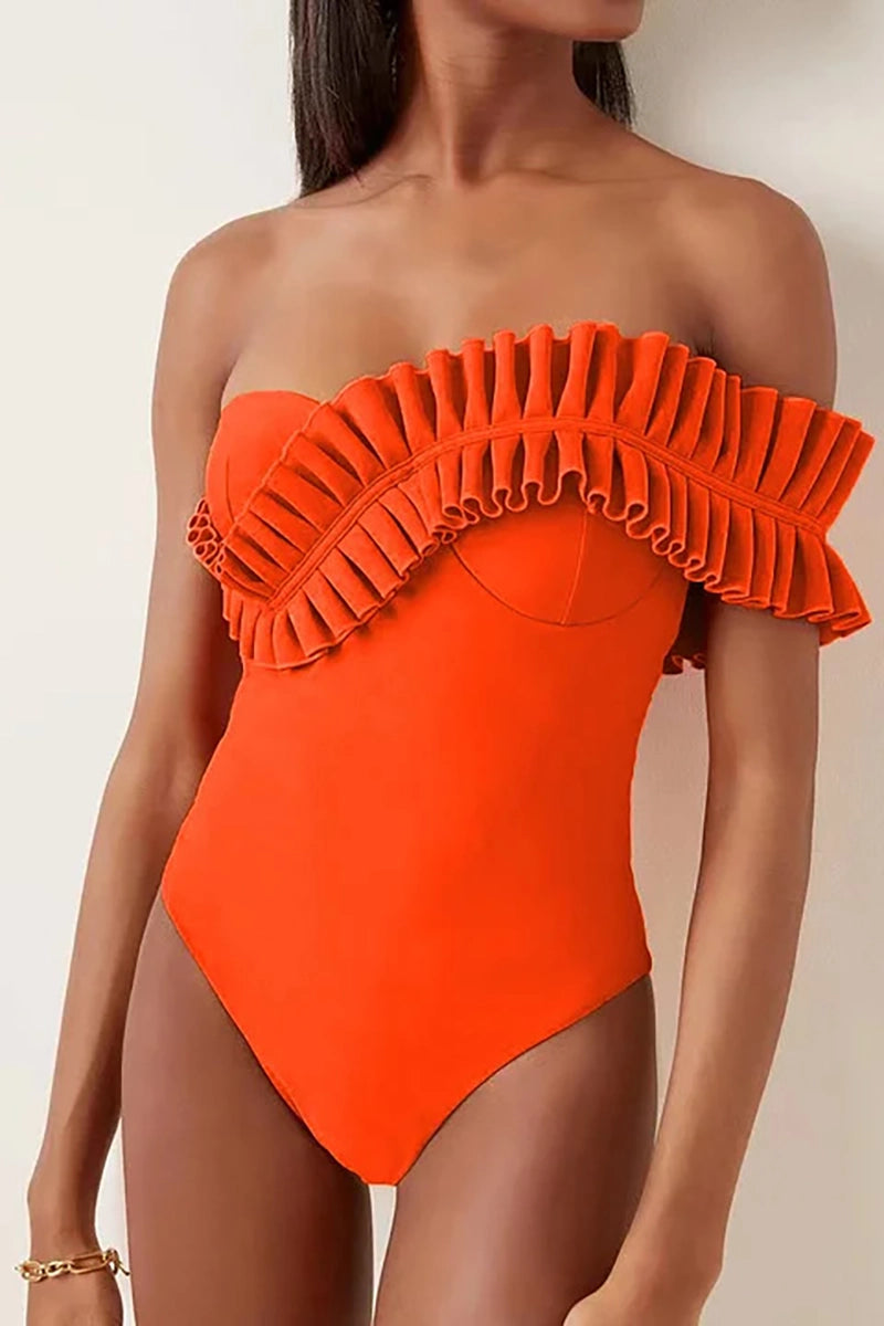 Ruffled Ruched One Piece Swimsuit