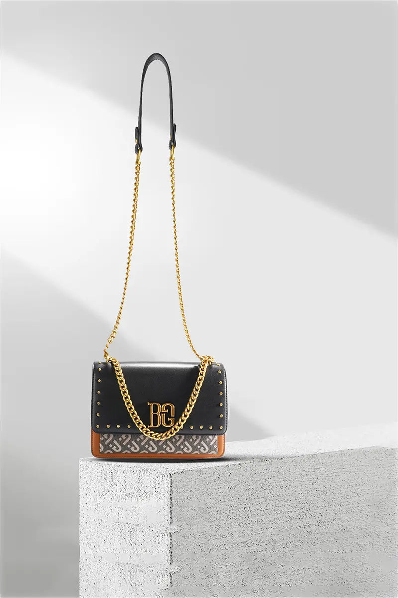 Vintage Studded Chain Crossbody Box Bag