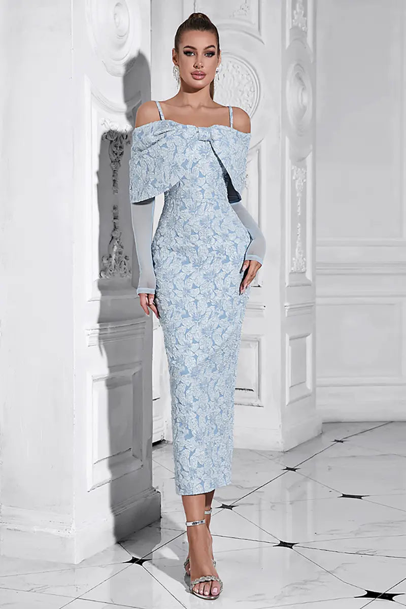 Elegant One-Shoulder Floral Mesh Dress