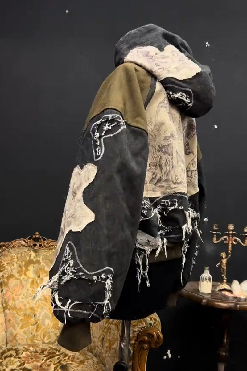 Artistic Collage Hooded Coat