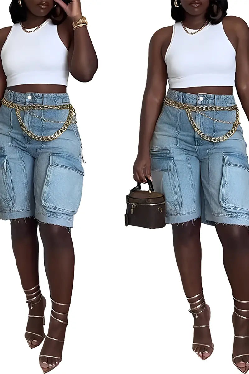 Distressed Utility Denim Pants