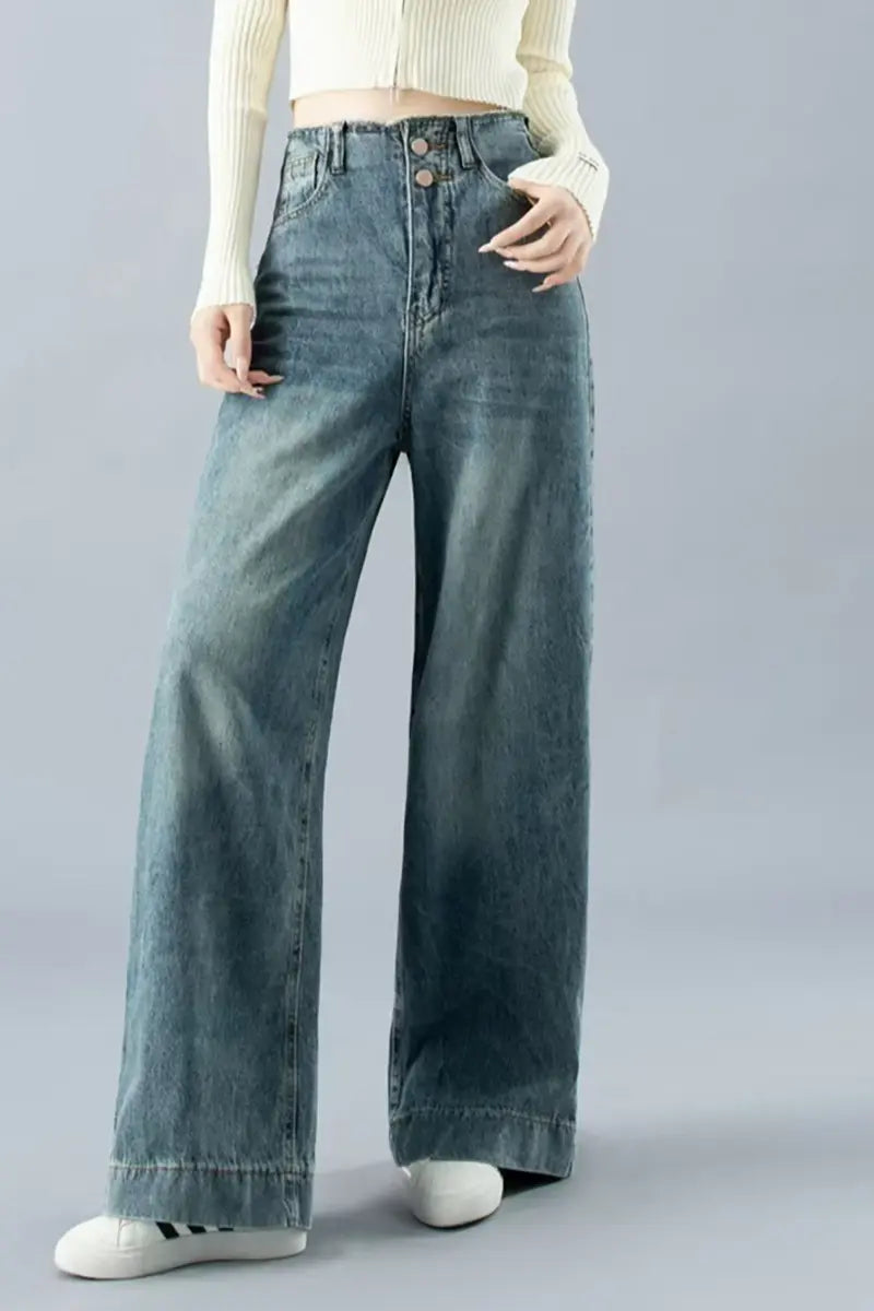 High-Waisted Wide-Legged Denim