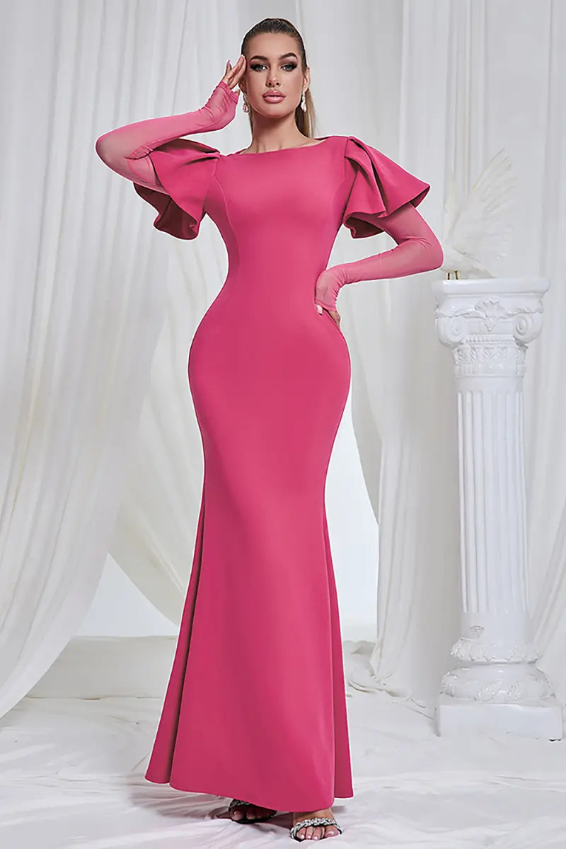 Elegant Mesh Long Sleeve Dress
