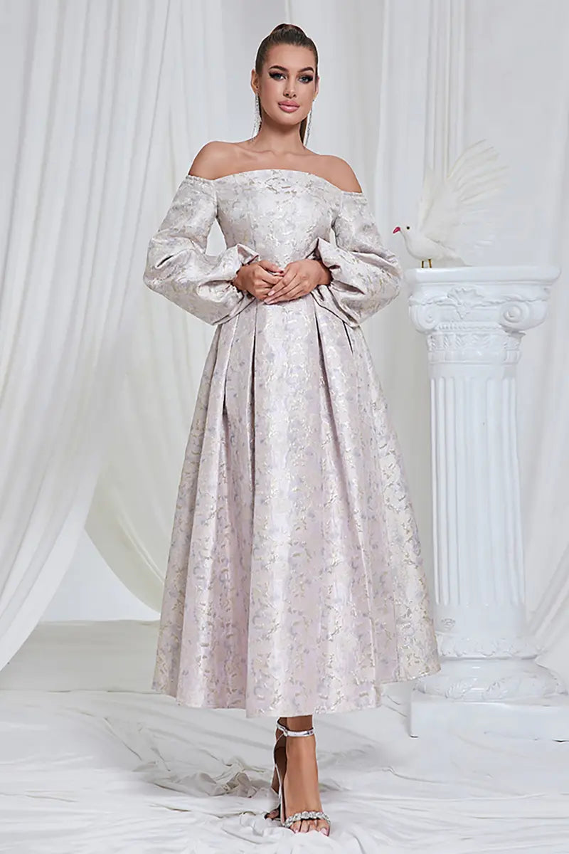 Off-shoulder jacquardjurk