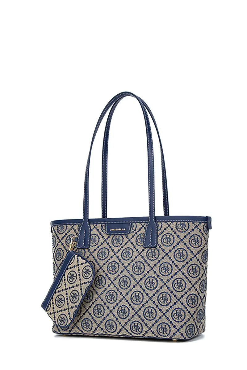Jacquard Star Rhinestone Tote Bag