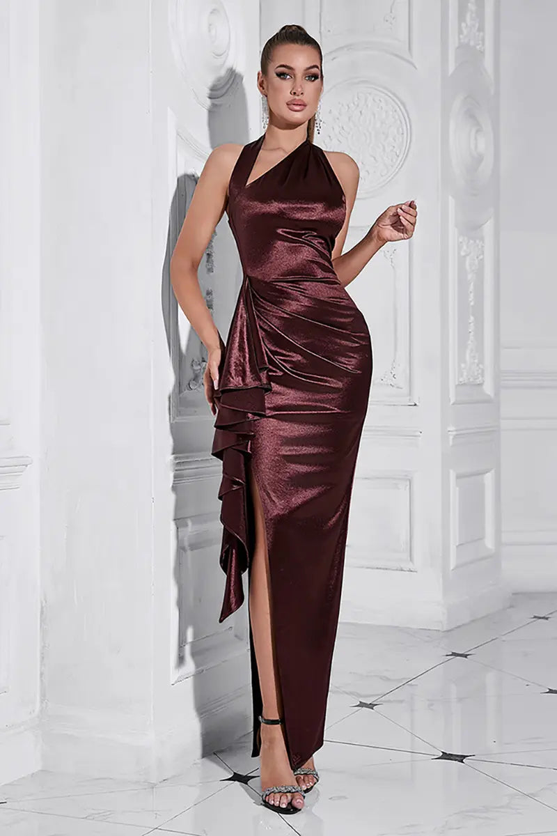 Halter Slit Maxi Dress